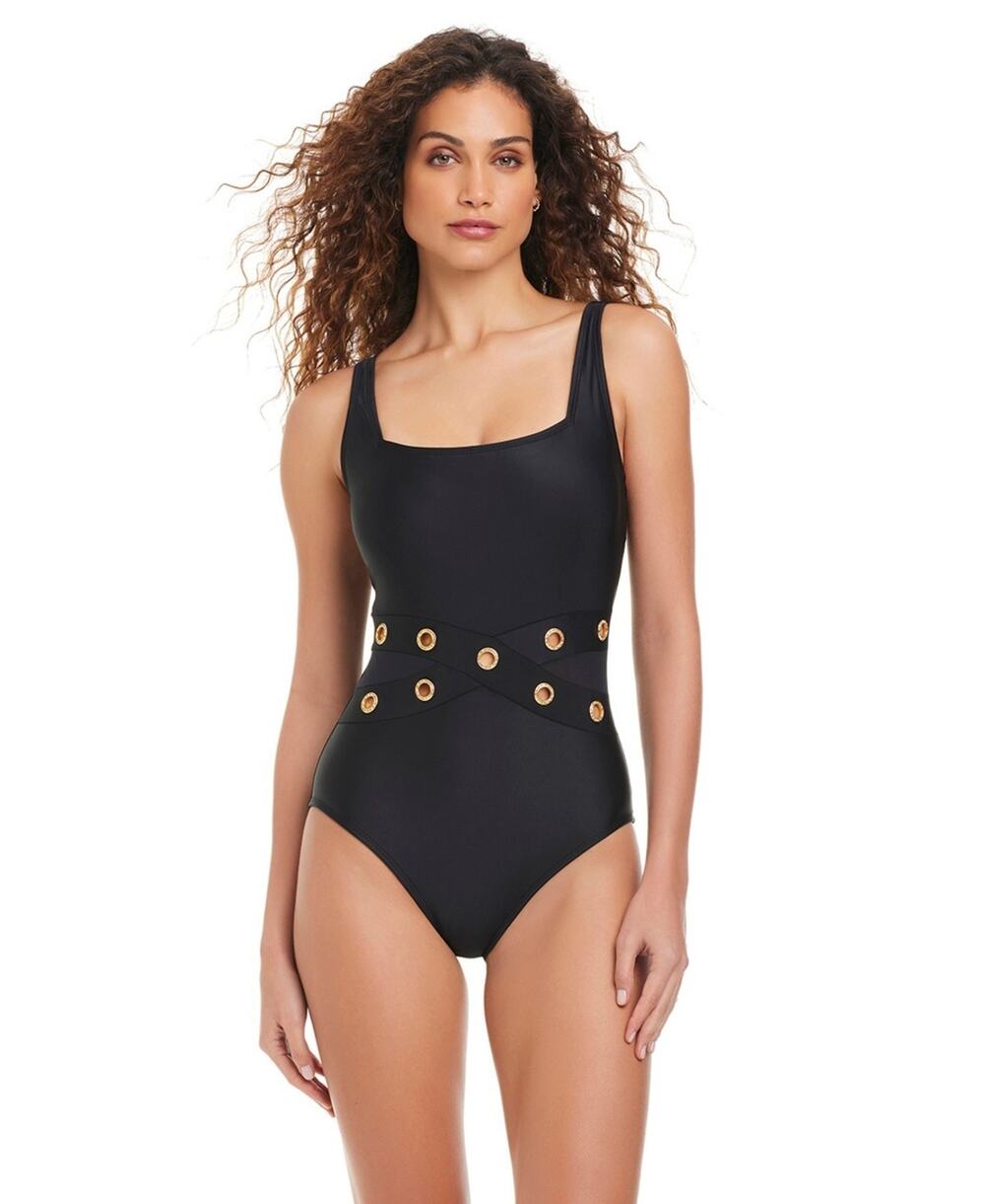 Beyond Control Women's Adjustable Straps One-Piece Swimsuit Black Size 10 4214